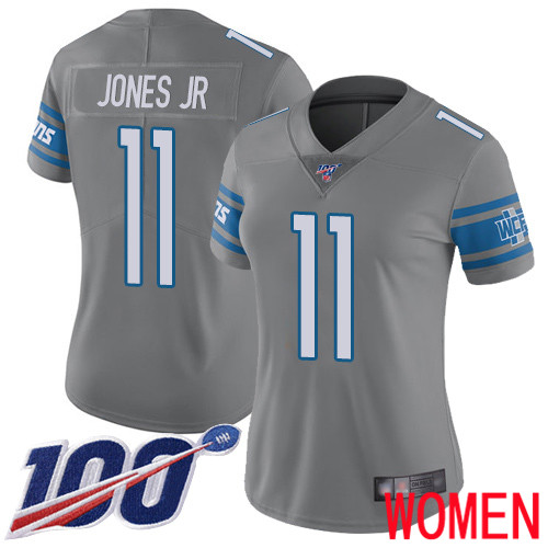 Detroit Lions Limited Steel Women Marvin Jones Jr Jersey NFL Football #11 100th Season Rush Vapor Untouchable->women nfl jersey->Women Jersey